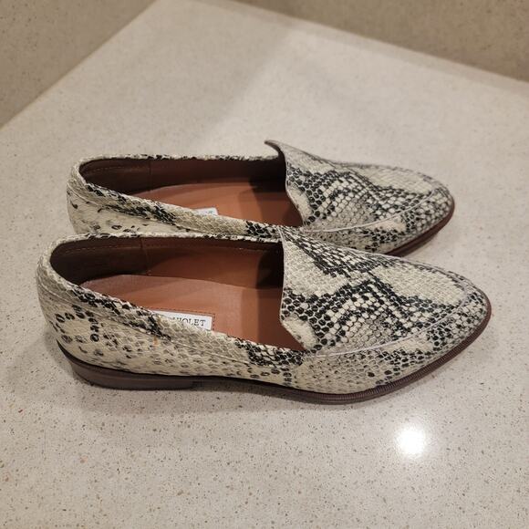 Chelsea & Violet Jenna Faux Snake Print Leather Tailored Loafers‎ Size 7 Retro - Picture 8 of 10